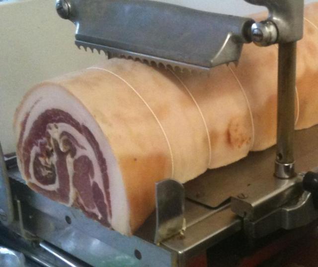 middle bacon on slicer